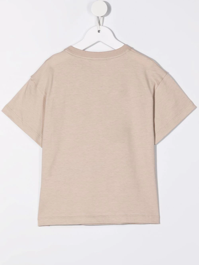 Shop Fendi Cotton Avatar-print T-shirt In Neutrals