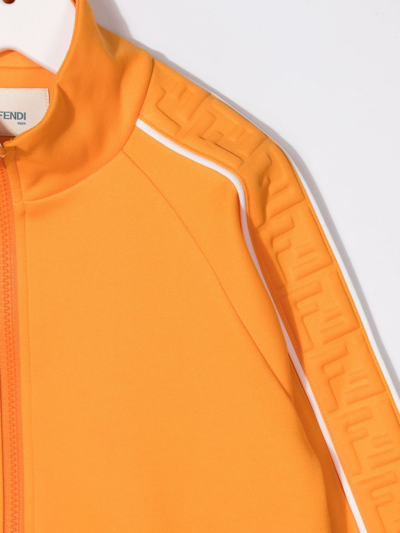 Fendi Ff-embossed Zip-up Top In Orange