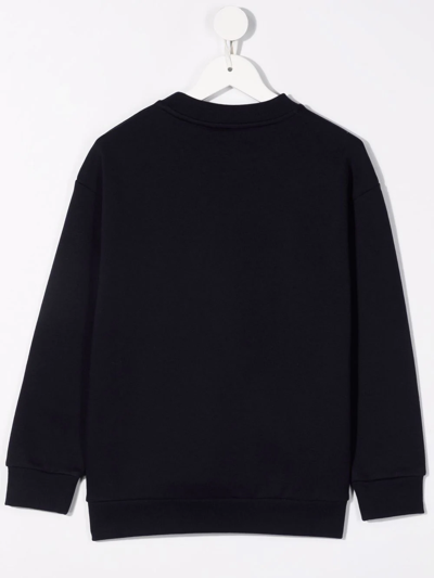 Fendi Logo-embroidered Cotton-jersey Sweatshirt 8-14 Years In Blue