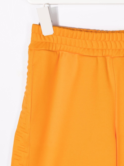 Shop Fendi Logo-stripe Knee-length Shorts In Orange
