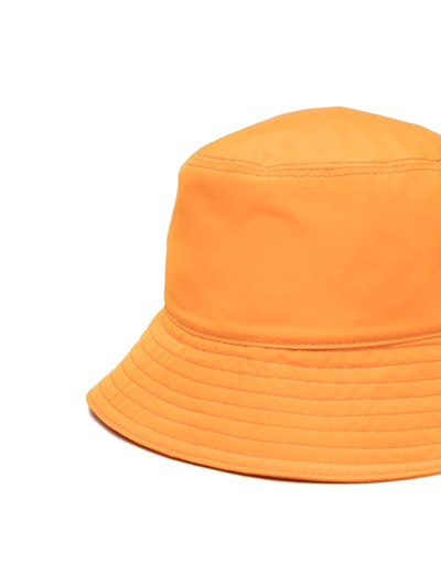 Shop Fendi Logo-print Bucket Hat In Orange