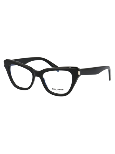 Shop Saint Laurent Sl 472 Glasses In 001 Black Black Transparent