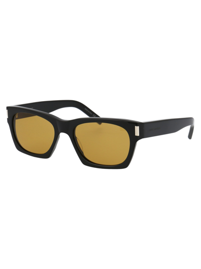 Shop Saint Laurent Sl 402 Sunglasses In 010 Black Black Yellow