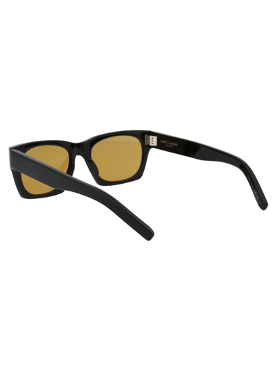 Shop Saint Laurent Sl 402 Sunglasses In 010 Black Black Yellow