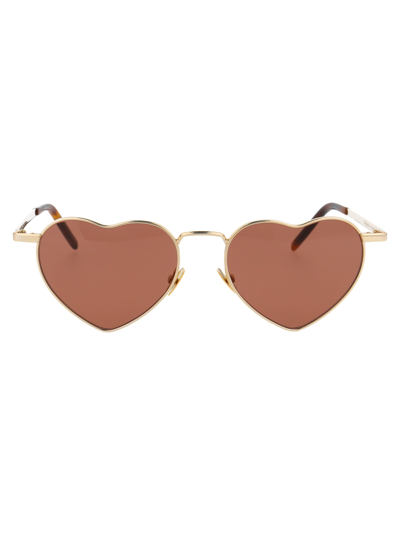 Shop Saint Laurent Eyewear Sl 301 Loulou Sunglasses In 012 Gold Gold Red