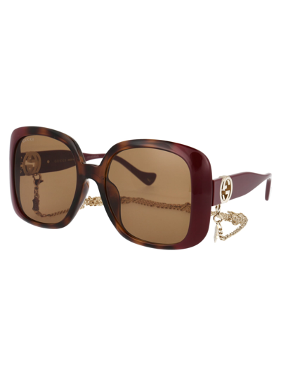 Shop Gucci Gg1029sa Sunglasses In 003 Havana Burgundy Brown