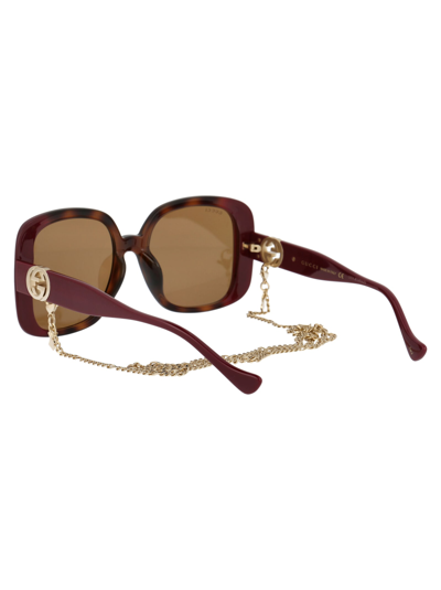 Shop Gucci Gg1029sa Sunglasses In 003 Havana Burgundy Brown