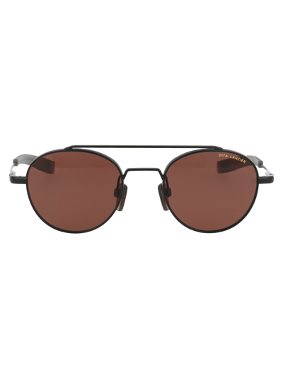 Shop Dita Lsa-103 Sunglasses In 06 Matte Black / Brown Polar