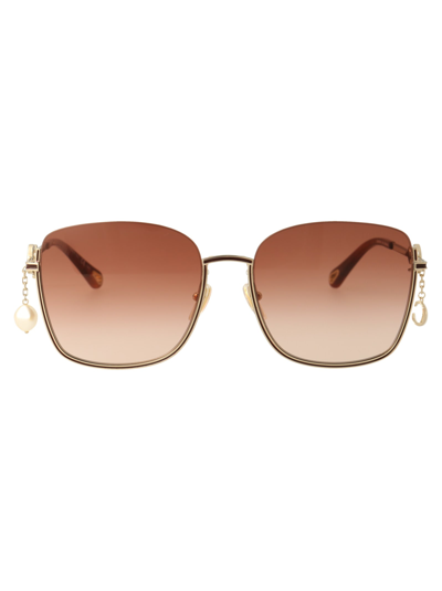 Shop Chloé Ch0070sk Sunglasses In 002 Gold Gold Orange