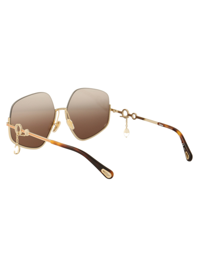 Shop Chloé Ch0068s Sunglasses In 003 Gold Gold Brown