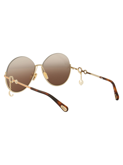 Shop Chloé Ch0067s Sunglasses In 003 Gold Gold Brown