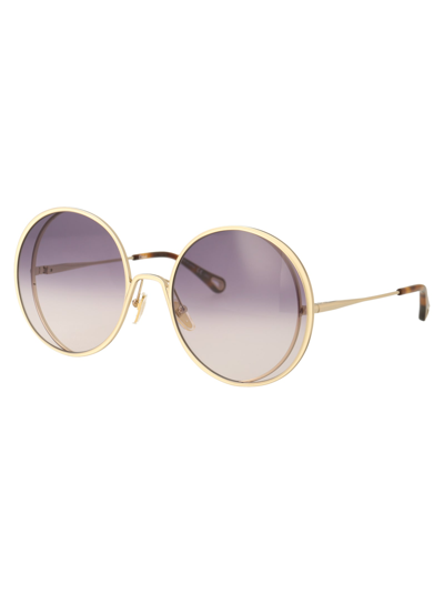 Shop Chloé Ch0037s Sunglasses In 006 Gold Gold Violet