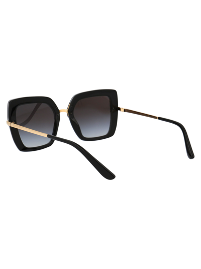 Shop Dolce & Gabbana 0dg4373 Sunglasses In 33178g Black/red Roses Light Grey Gradient Black