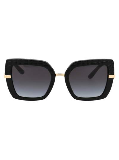 Shop Dolce & Gabbana 0dg4373 Sunglasses In 32888g Black Texture Cocco