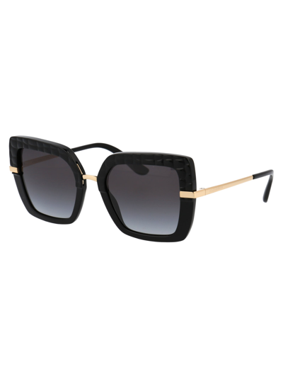 Shop Dolce & Gabbana 0dg4373 Sunglasses In 32888g Black Texture Cocco