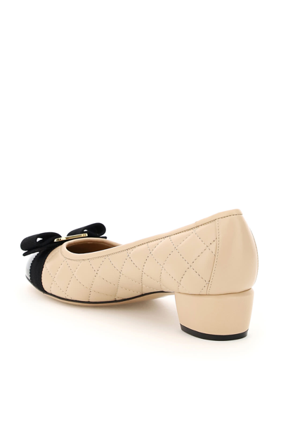 Shop Ferragamo Quilted Vara Pumps In Cipria