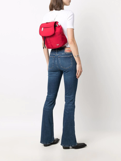 Shop Diesel Foldover Drawstring Backpack In Rot
