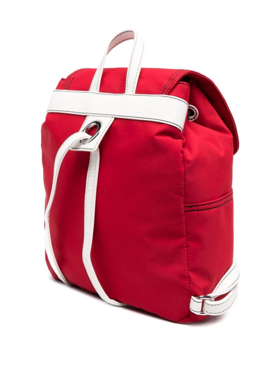 Shop Diesel Foldover Drawstring Backpack In Rot