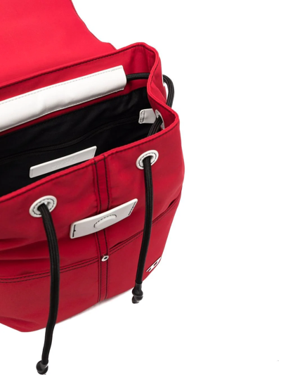Diesel Foldover Drawstring Backpack In Red