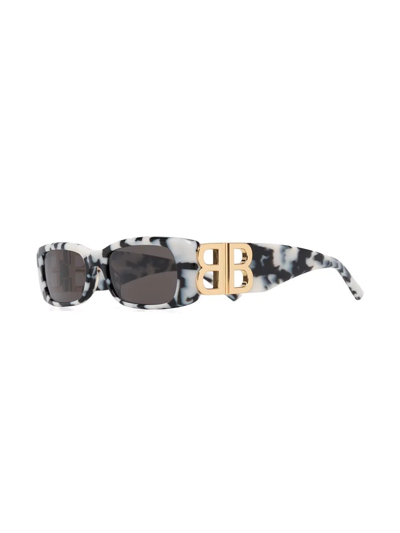 Shop Balenciaga Dynasty Rectangular-frame Sunglasses In Weiss