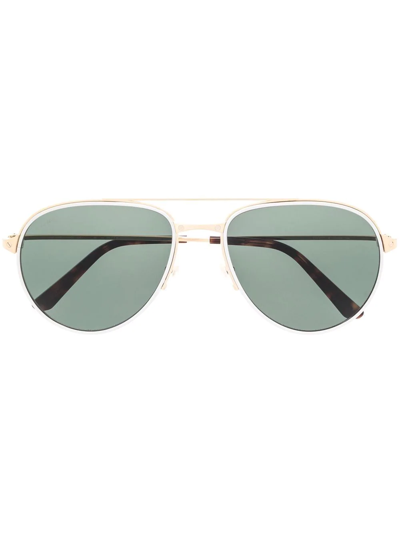 Shop Cartier Santos De  Pilot-frame Sunglasses In Gold