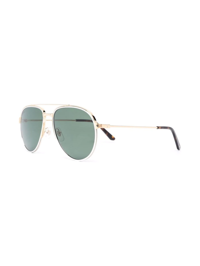 Shop Cartier Santos De  Pilot-frame Sunglasses In Gold