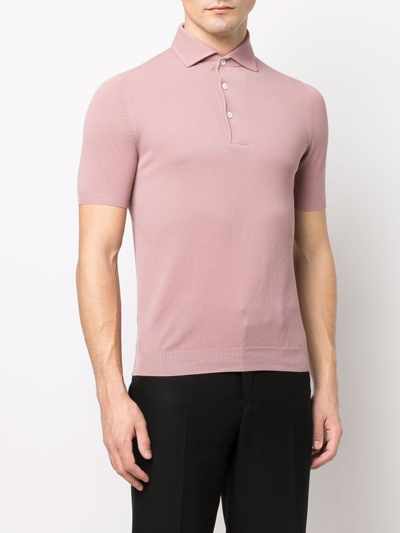 Shop Lardini Slim-cut Polo Shirt In Pink