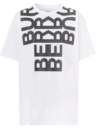 Shop Burberry Logo-print Oversized T-shirt In Weiss