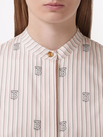 Shop Burberry Monogram Stripe Shirt In Rosa