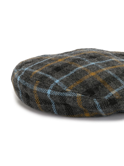 Shop Undercover Checked Wool Flat Cap In Grey