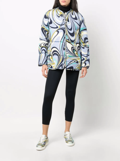 Shop Emilio Pucci Onde-print Quilted Jacket In Blue