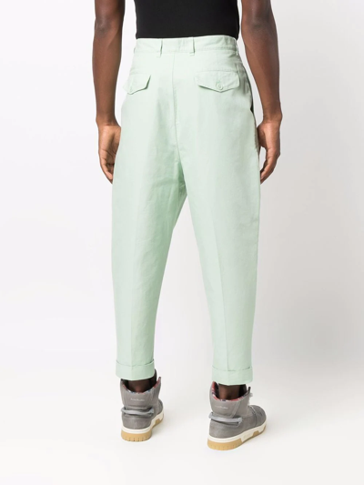 Shop Ami Alexandre Mattiussi Oversized Carrot-fit Trousers In Green