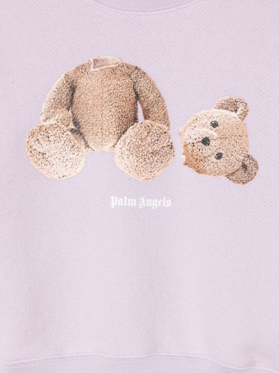 Shop Palm Angels Teddy Bear Print Sweatshirt In Purple