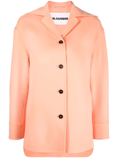 Shop Jil Sander Button-front Blazer In Orange