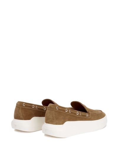 Shop Giuseppe Zanotti Conley Velvet Boat Shoes In Neutrals