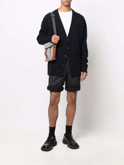 Maison Margiela V-neck Cashmere Cardigan With Button-down Front In Blue