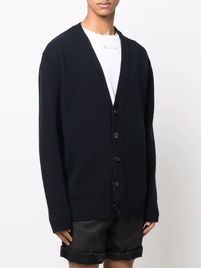 Maison Margiela V-neck Cashmere Cardigan With Button-down Front In Blue