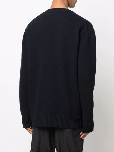 Shop Maison Margiela Oversized Knit Cardigan In Blue