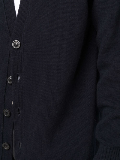 Maison Margiela V-neck Cashmere Cardigan With Button-down Front In Blue