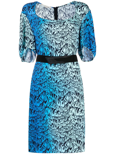 Shop Stella Mccartney Keep On Smiling Pattern Dress In Blue