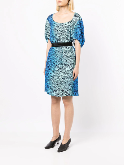 Shop Stella Mccartney Keep On Smiling Pattern Dress In Blue