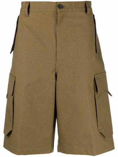 Shop Kenzo Cotton Cargo Shorts In Green