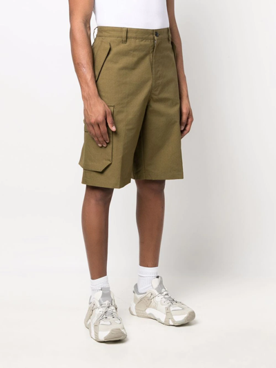 Shop Kenzo Cotton Cargo Shorts In Green