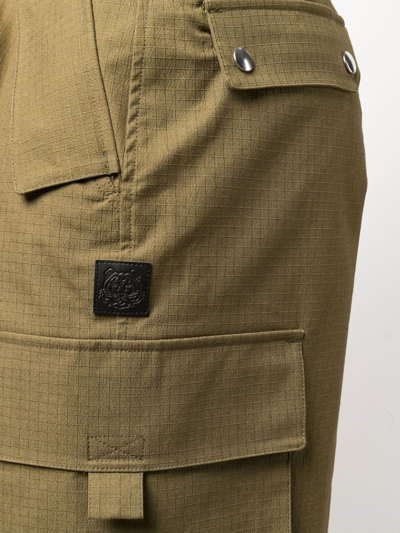 Shop Kenzo Cotton Cargo Shorts In Green