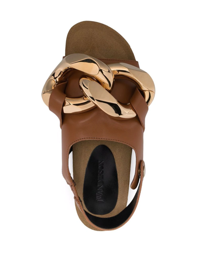 Shop Jw Anderson Chain Flat Sandals In Brown