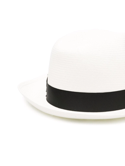 Shop Borsalino Panama Fedora Hat In White