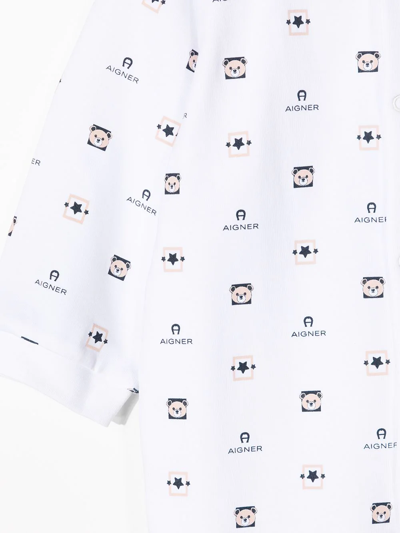 Shop Aigner Logo-print Cotton Babygrow In White