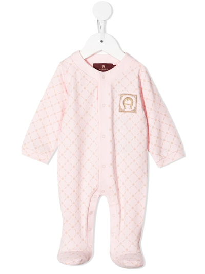 Shop Aigner Sleeve Logo-print Babygrow In Pink