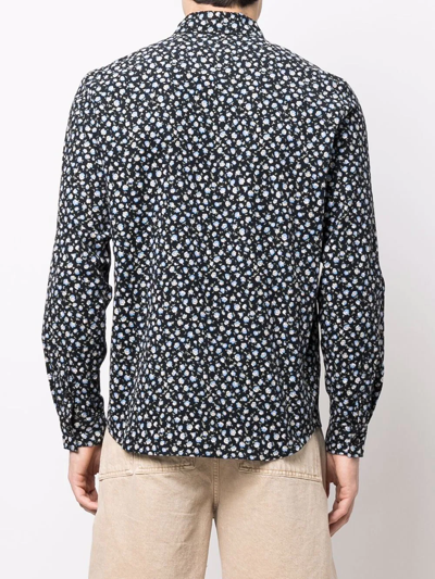 Shop Apc Floral-print Cotton Shirt In Black