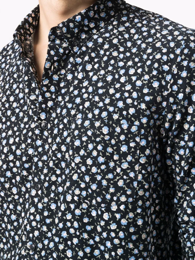 Shop Apc Floral-print Cotton Shirt In Black